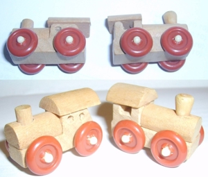 Ü-Ei 741 1995 Holzspielzeug Lokomotive K96n.127 Lokomotive K96n.128 2 Ferrero Figur Kinder Bild 3