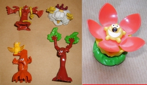 Ü-Ei 286 2004 Im Zauberwald 5 Figuren Eulenbaum Schlangenbaum Donnerbaum Zauberstein Ferrero Figur