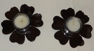 DL Goldbach Kerzenhalter Teelichthalter 2 Stück Blütenform Spiegel  12,3 wenig benutzt Kerzenständer Bild 3