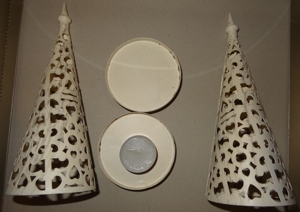 D Kerzenständer Halter für Teelicht 2 gleiche Teelichthalter aus Metall creme lackiert Weihnachten Bild 7