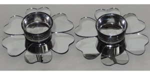 DL Goldbach Kerzenhalter Teelichthalter 2 Stück Blütenform Spiegel  12,3 wenig benutzt Kerzenständer Bild 1