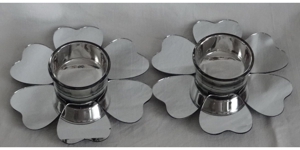 DL Goldbach Kerzenhalter Teelichthalter 2 Stück Blütenform Spiegel  12,3 wenig benutzt Kerzenständer Bild 7