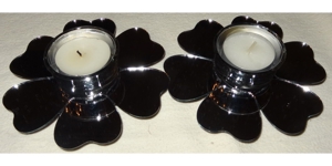 DL Goldbach Kerzenhalter Teelichthalter 2 Stück Blütenform Spiegel  12,3 wenig benutzt Kerzenständer Bild 5