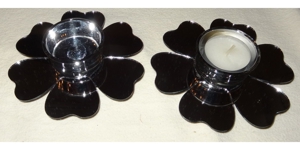 DL Goldbach Kerzenhalter Teelichthalter 2 Stück Blütenform Spiegel  12,3 wenig benutzt Kerzenständer Bild 6