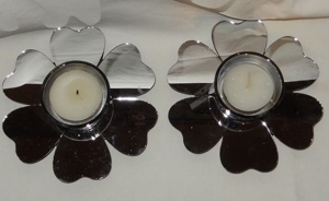 DL Goldbach Kerzenhalter Teelichthalter 2 Stück Blütenform Spiegel  12,3 wenig benutzt Kerzenständer Bild 2