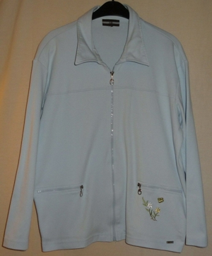 KL HS Weste Jacke Gr 46 hellblau Jersey 60Baumwolle 40 Polyester Reisverschluss Damen Jäckchen Bild 3