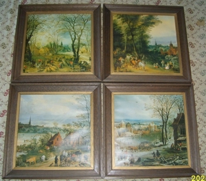DN Bilder 4 Jahreszeiten Kunstdruck in Holzrahmen 30x30 4 Stück gut erhalten Bild mit Rahmen Holz Re