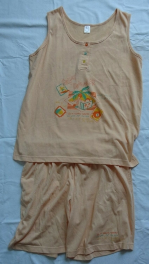 K Schlafanzug Sommer ärmellos 42 44 Orange 65Polyester 65Baumwolle gut erhalten Nachhemd Damenwäsche Bild 2