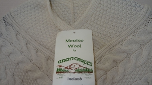 K Aran Crafts Irland Poncho Gr. M L 100% Merinowolle cremefarben ungetrages Geschenk Mantel Damen Bild 8