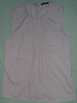 KA ORSAY Tunika Bluse Mädchen Gr. XS ärmellos blau-weiß Polyester wenig getragen Damen Kleidung