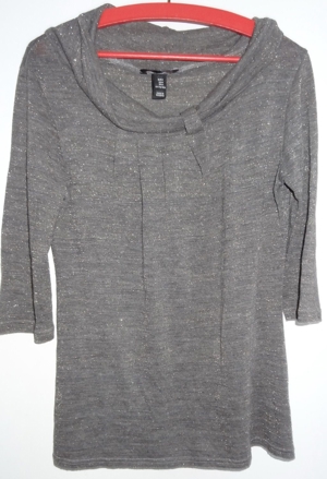 KT H&M Pullover Damenpullover Gr. M grau mit Lurex 100% Polyester kaum getragen Damen Kleidung Bild 1
