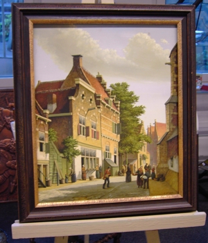 Original Ölgemälde von Vergeer - Altholländische Stadtidylle Bild 2