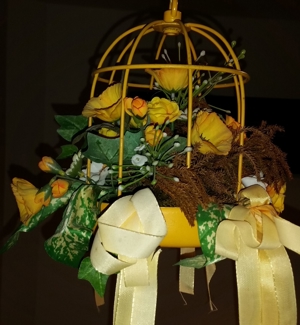 Dekoration - Vogelkäfig in gelb Metall, 20 cm hoch Bild 3