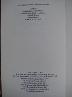 Schönes Pferdebuch In Liebe - Deine Randi von Lise Gast, Loewe Verlag, stammt 1988, 344 Seiten Bild 5