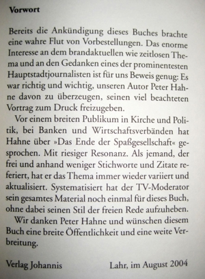  Schluss mit lustig - Das Ende der Spaßgesellschaft von Peter Hahne, 143 Seiten, Johannis Verlag Bild 5