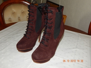 Stiefellette Damenschuh Damenstiefel Pumps High Heels in Wildleder von Habbibi Größe 38 Bild 2