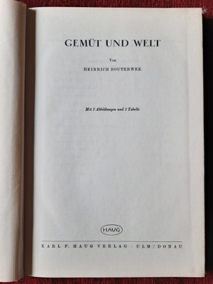Gemüt und Welt von Heinrich Bouterwek Ausgabe 1962 Bild 2