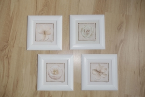 Bilder 4-er Set Holzrahmen weiß matt lackiert 25x25 cm Blumen- bzw. Blütenmotive Bild 1
