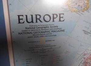 Wandschmuck: Dekorative Europakarte der "National Geographic Society" aufgezogen Bild 2