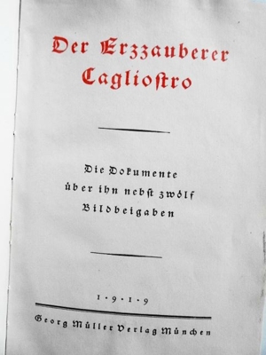 Der Erzzauberer Cagliostro. Die Dokumente über ihn nebst zwölf Bildbeigaben. Emil Preetorius. Bild 3