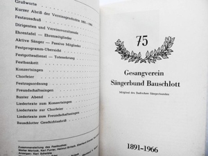 Festschrift, 75 Jahre Gesangverein, Sängerbund Bauschlott 1891-1966 Bild 2