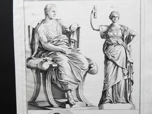 Kupferstich von Antonio Baratti. Darstellung von drei römischen Gestalten, um 1763 Bild 2