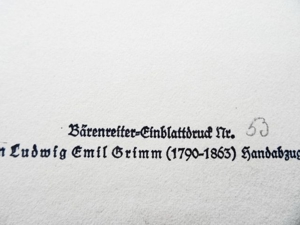 Radierung. Grimm, Ludwig Emil. Bärenreiter-Druck. Monogramm in der Platte, bezeichnet, datiert 1816 Bild 7