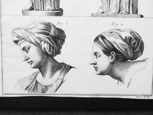 Kupferstich von Antonio Baratti. Darstellung von vier römischen Frauengestalten, um 1763 Bild 3