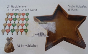 Sternförmiger Adventskalender aus Holz zum Selbstbefüllen mit Jutesäckchen Bild 5