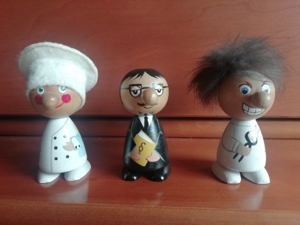 3 Holz Figuren Koch / Richter / Zahnarzt 