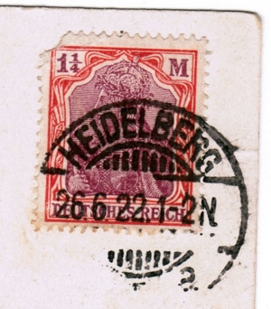 Briefmarke deutsches Reich Germania 1 ? M, 1922, anno 1922, auf AK