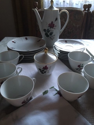 KAFFEESERVICE 20 TEILIG 50 / 60 ER JAHRE ROSENDEKOR Bild 9