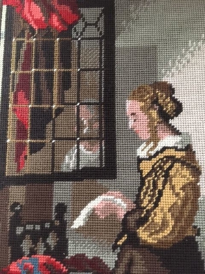 GOBELINBILD *LESENDE FRAU* HANDARBEIT Bild 3