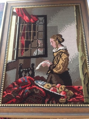 GOBELINBILD *LESENDE FRAU* HANDARBEIT Bild 2