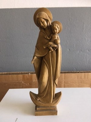 HOLZFIGUR GESCHNITZT MADONNA MIT KIND Bild 7