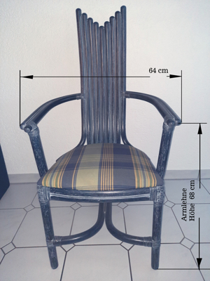 Rattan-Set Esstisch mit 4 stühlen gebraucht wie neu Grundfarbe Blau Bild 8