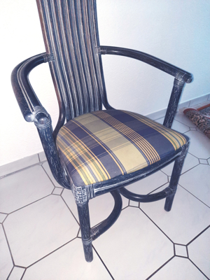Rattan-Set Esstisch mit 4 stühlen gebraucht wie neu Grundfarbe Blau Bild 6