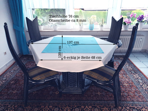 Rattan-Set Esstisch mit 4 stühlen gebraucht wie neu Grundfarbe Blau Bild 4