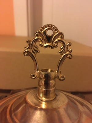 Tischlampe mit Glasschirm, Blumenmuster Bild 6