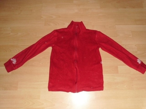 Fleecejacke, dunkelrot mit Motiv, Gr. 38/40