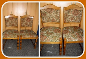 )( Schlag zu )( Zwei alte Stühle / gepolsterte Holzstühle Bild 1