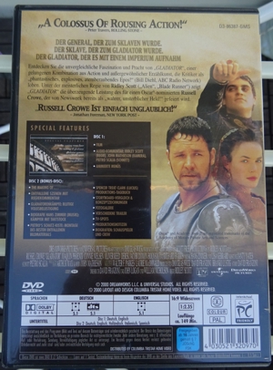 DVD  Gladiator  Ridley Scott, Russel Crowe,Conny Nielson, Oliver Reed Bild 3