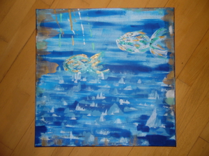 Bild Acryl auf Leinwand Fische handgemalt