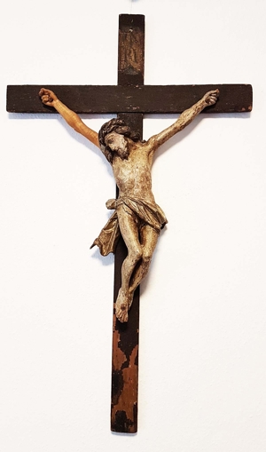 Antik Barock 1680 Kruzifix Kreuz Jesus Christus Haus Kapelle Alpen Sakrale Kunst