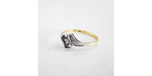 Ring Gold 585er / 14 kt Diamant Saphir bicolor Goldschmuck Bild 4