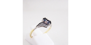 Ring Gold 585er / 14 kt Diamant Saphir bicolor Goldschmuck Bild 2