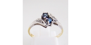 Ring Gold 585er / 14 kt Diamant Saphir bicolor Goldschmuck Bild 1