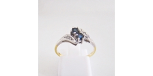 Ring Gold 585er / 14 kt Diamant Saphir bicolor Goldschmuck Bild 3