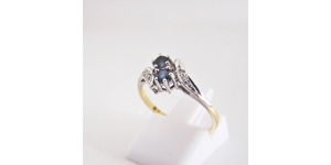 Ring Gold 585er / 14 kt Diamant Saphir bicolor Goldschmuck Bild 5