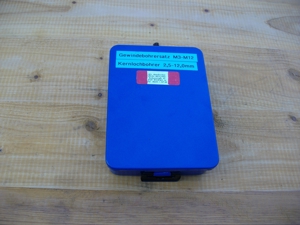 Einschnitt Gewindebohrersatz in Blechkassette von M3-M12 mit Kernlochbohrern und Aufhängelasche Bild 4